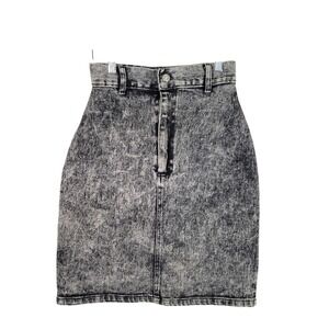 Kayo of California High Waist Denim Skirt Womens 26 Black Acid Wash Vintage